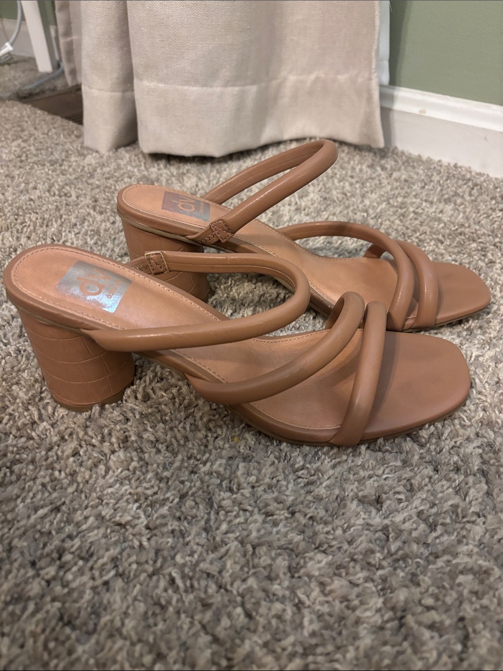 DV by Dolce Vita Taupe Strappy Block Heel Sandals